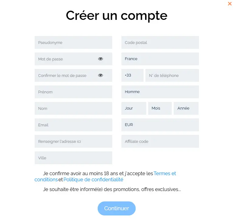 Processus d'inscription CROWNPLAY CASINO