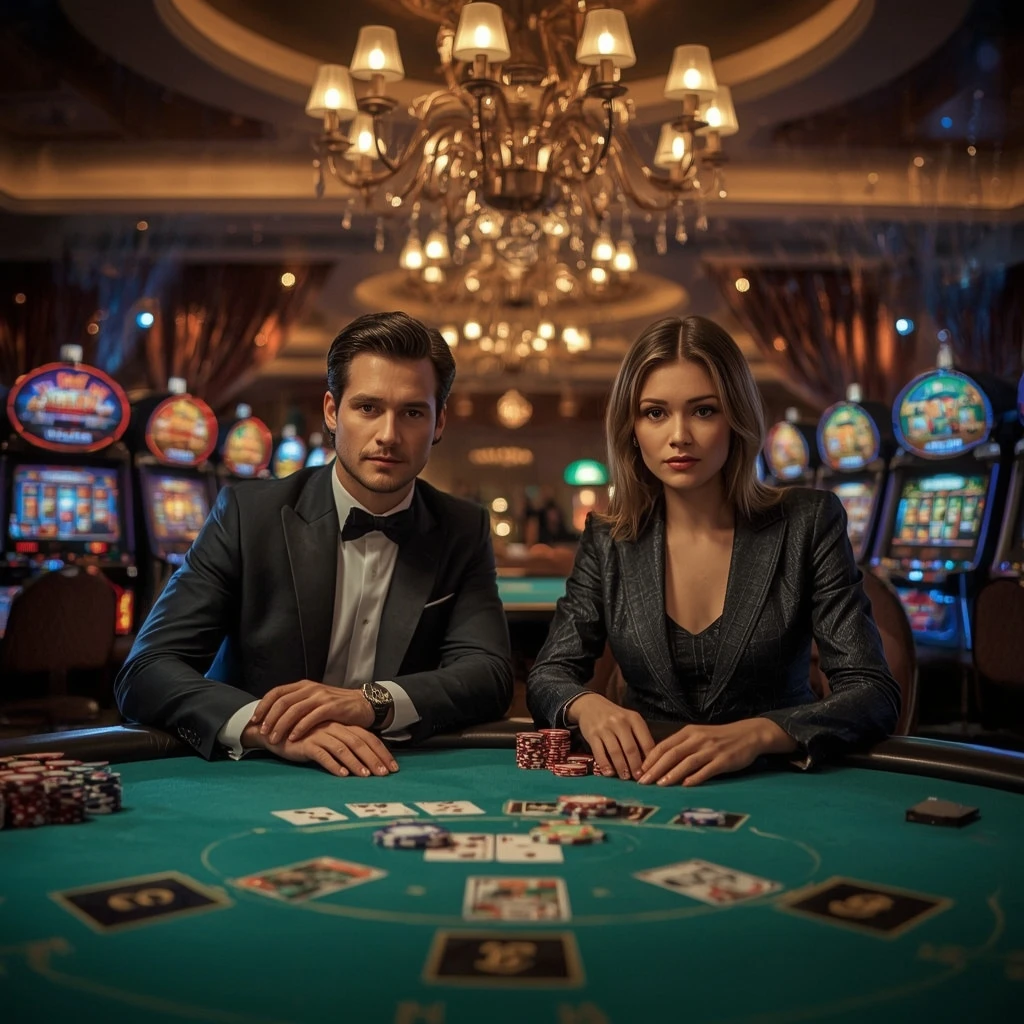 Deux joueurs de poker dans un CROWNPLAY CASINO